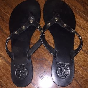 Black Tory Burch flip flops